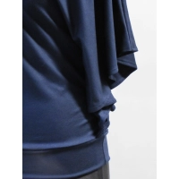 Bluzeczka Diana z pięknymi falbaniastymi rękawami - granatowa